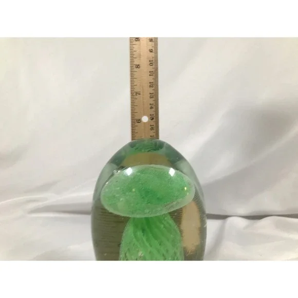 Glow In The Dark Jellyfish Paperweight 5.5 inch 3.2 Pound Art Glass Paperweight - Picture 14 of 16